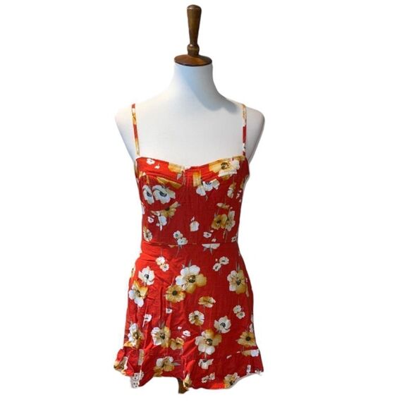 Speechless orange red ruffle pin up dress large - Picture 1 of 12
